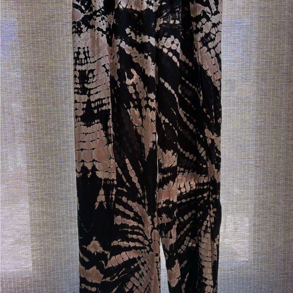 Pants - Black and Beige Tie-Dye Wide Leg Pants